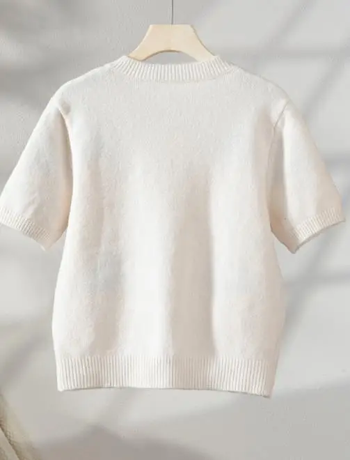 

2025 свитер, женский модный осенний новый вязаный свитер с узором манго, модный повседневный свитер на пуговицах с короткими рукавами, топ для женщин