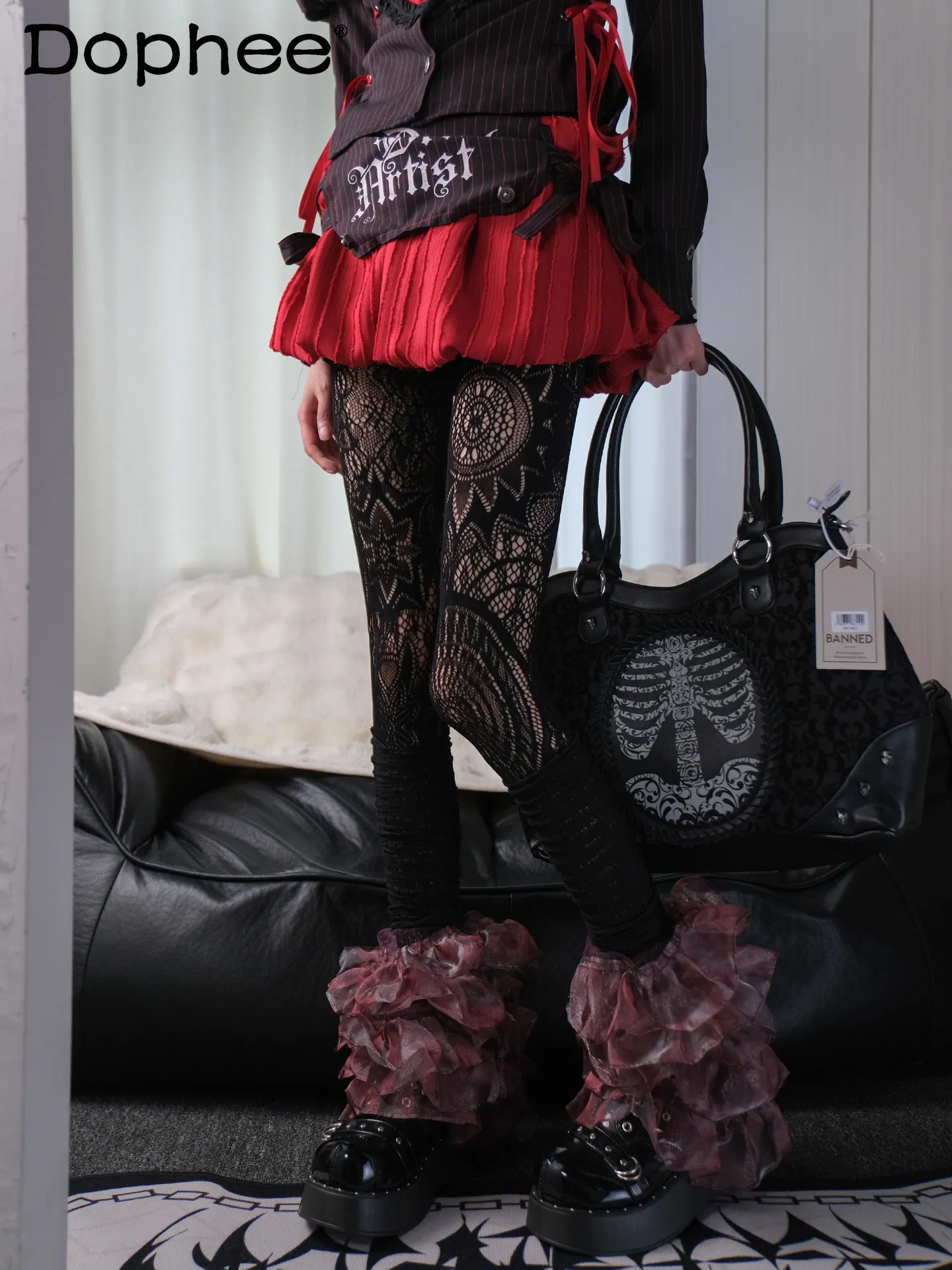 

Японские оригинальные колготки в стиле Лолиты в темном ретро-готическом стиле Y2K, субкультура, милые крутые колготки для горячих девушек