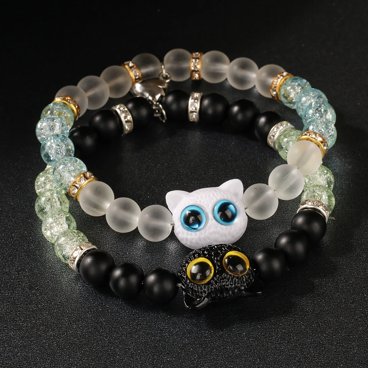 أساور متطابقة للأزواج للنساء والرجال bf وgf صديقها صديقة سوار المغناطيس القلب لطيف القط الصداقة سوار #6