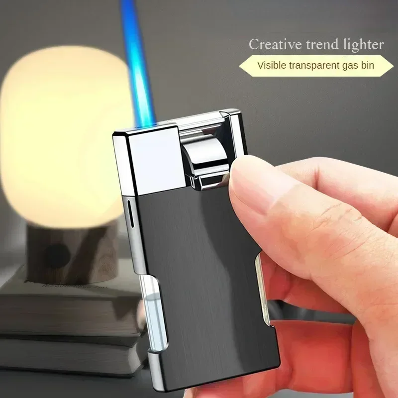 Butane Gas Lighters Windproof Flame Metal Rocker Cigarette Lighter Smoking Accessories Torch Lighter Men‘s Smoke Cigar Cool Gift