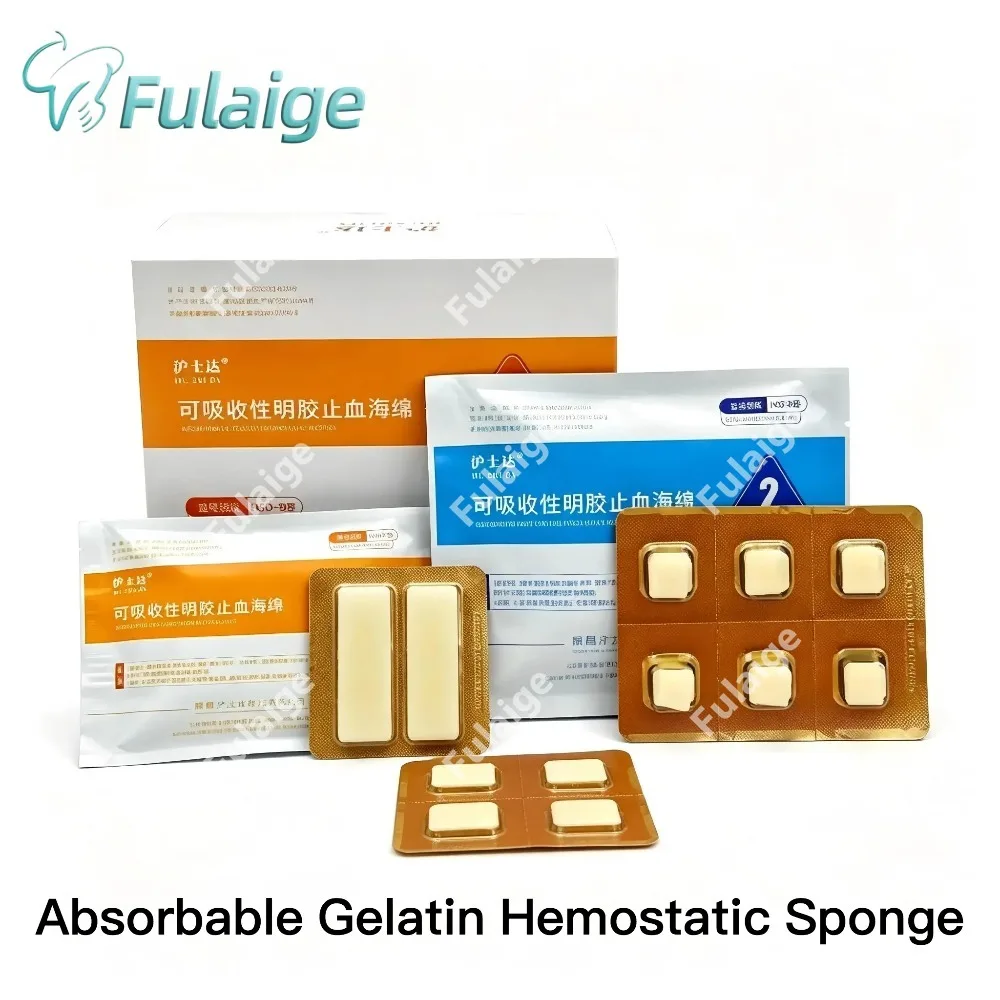 Dental Absorbable Gelatin Hemostatic Sponge Sterile 10mm Cube 32pcs Rapid Bleeding Control for Extraction Implant Socket