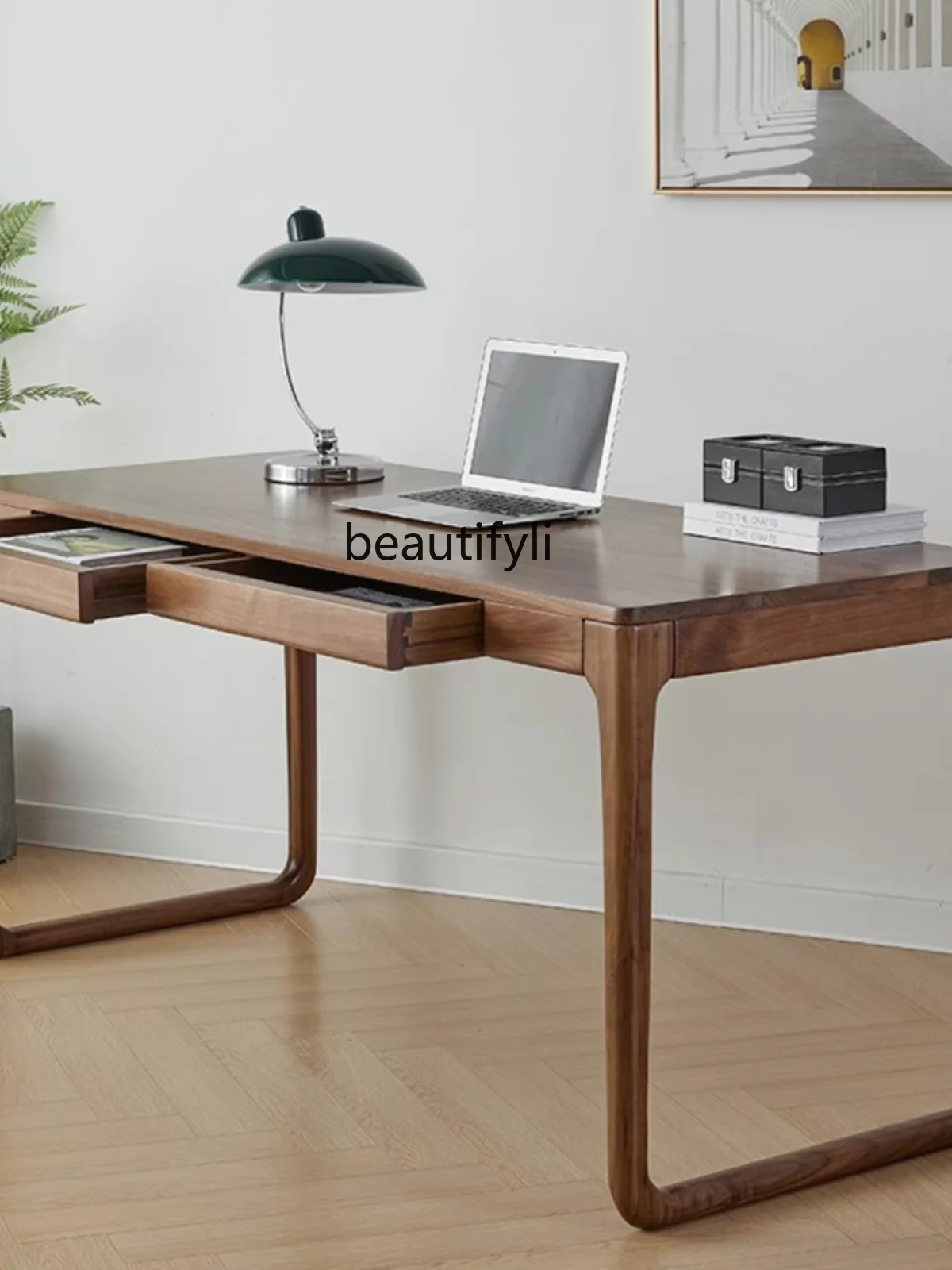 North American Simple Black Walnut Wooden Desk Solid Wood Light Luxury Desk Cherrywood Wooden Desk