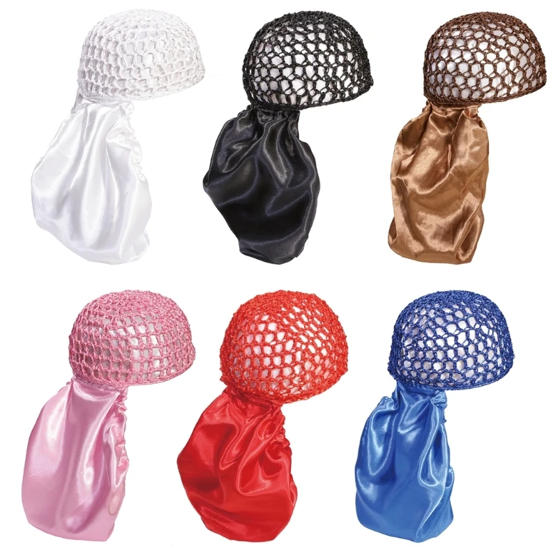 N0PE MultiFunctional Reversible Bonnet Wrap Hat Soft Polyester Skull Cap For Women Curly Long Hair Braided Silk Bonnet