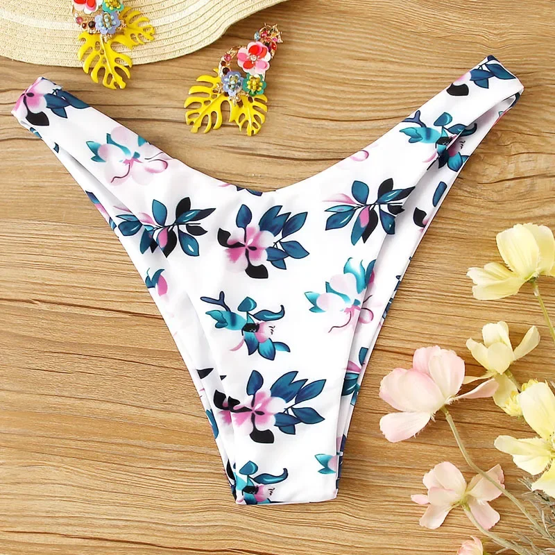 Womens Brazilian Thong Bikini Sets High Cut Swimsuits Padded Scoop Neck Push Up Top Bathing Suits Cheeky Swimwear