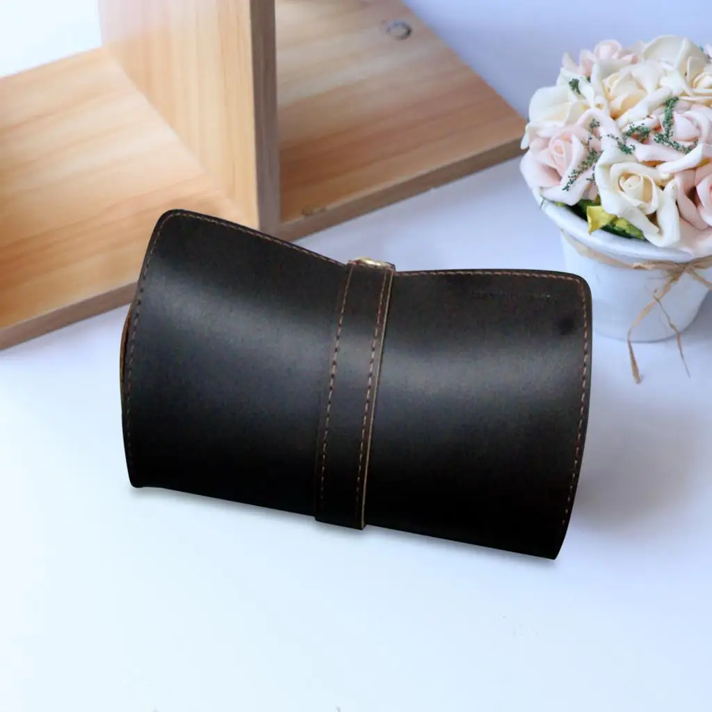 Rollo de reloj exquisito hecho a mano de cuero para cajón de exhibición de viaje