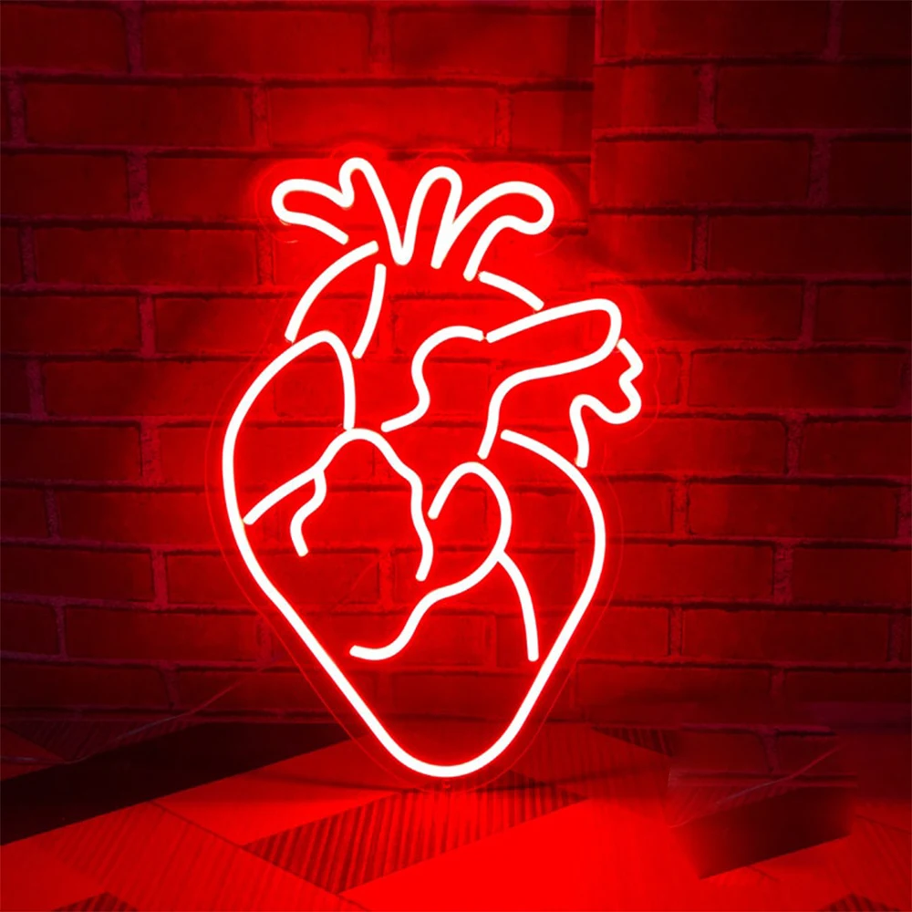 Human Heart Custom Neon Sign LED Light Bar Bedroom Office Store Wall Decoration LED Neon Art Wall Hangings Signboard Lamps