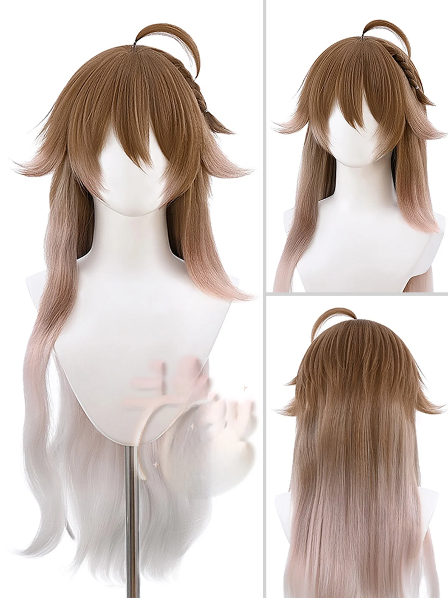 ムーラン-ロングヘア-グラデーションカラー-コスプレウィッグ-リアルなヘアトップ-トリミング不要-アニメ-ゲーム-シミュレーション-小道具-アクセサリー