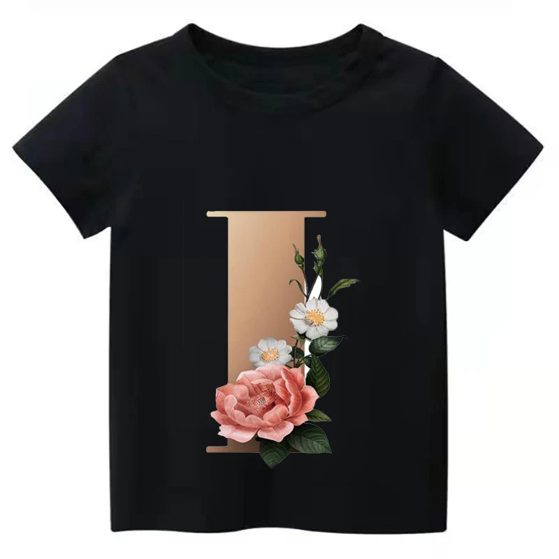 Summe Retro Flowers A B C D Children T-shirt Kawaii Trend T Shirt Harajuku Letter Casual Clothes Kids Girl Boy Short Sleeve Tops