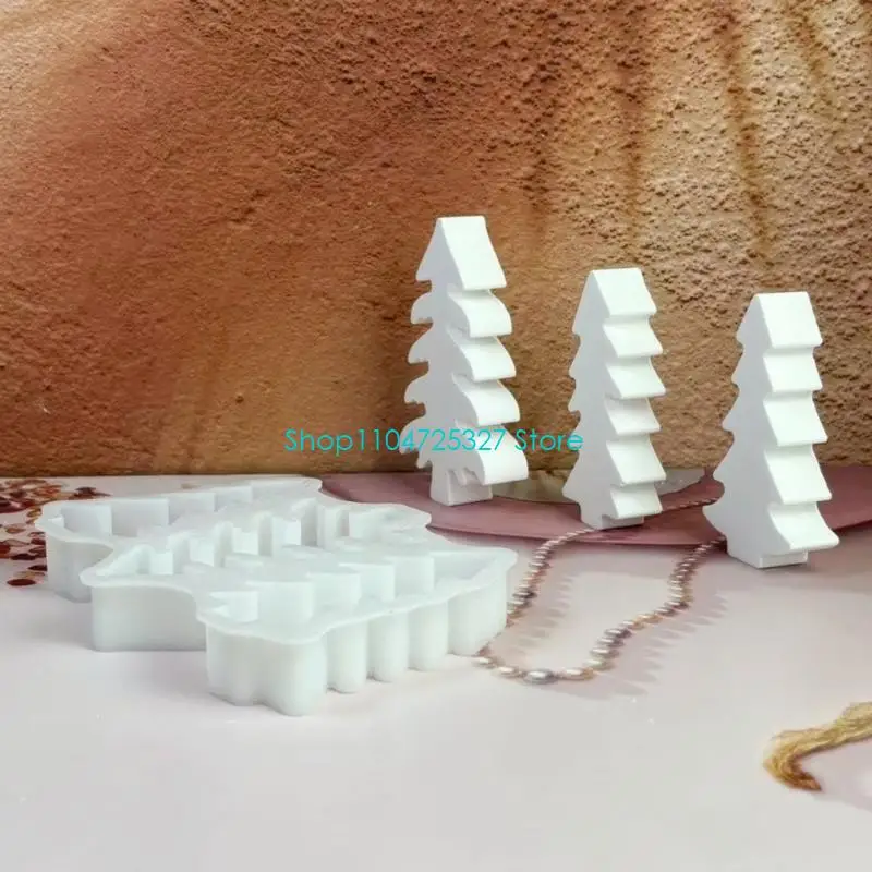 D8KF Christmas Silicone Mold Xmases Tree Casting Mold Mold for Candle Making