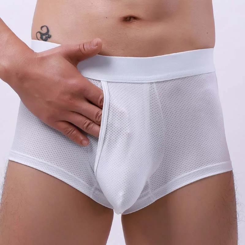 Hot Penis Hole Men Boxers Underwear Sexy Mesh Penis Pouch Male Panties Men U Convex Trunks Boxershorts Gay Lingerie Underpants