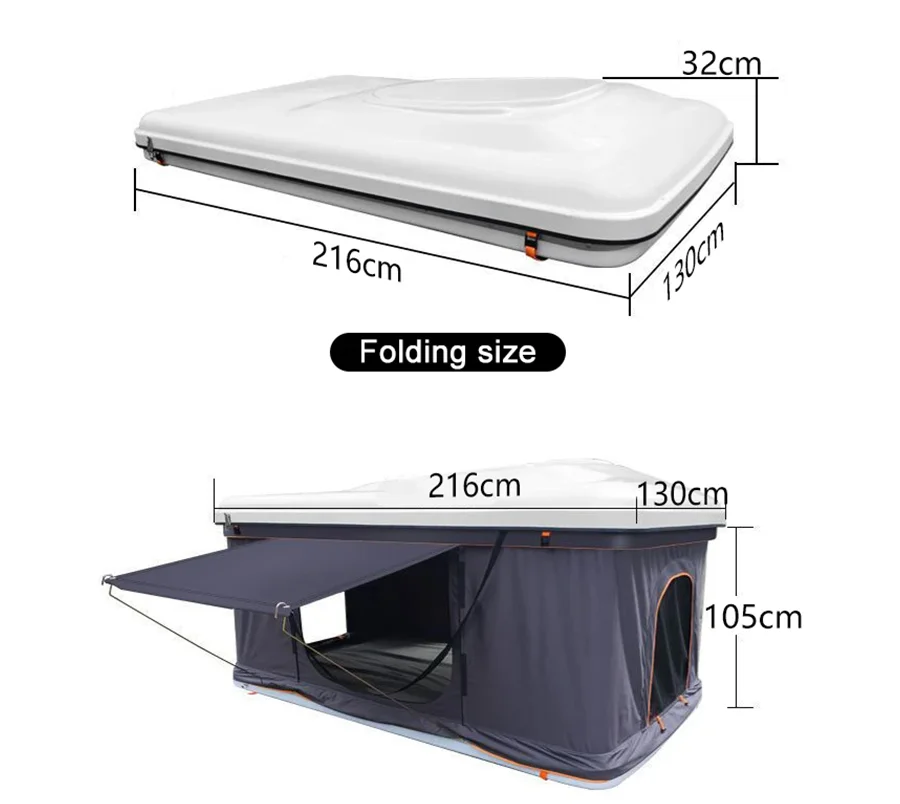 truck camping automatic roof tent, hard shell roof tent, car roof tent