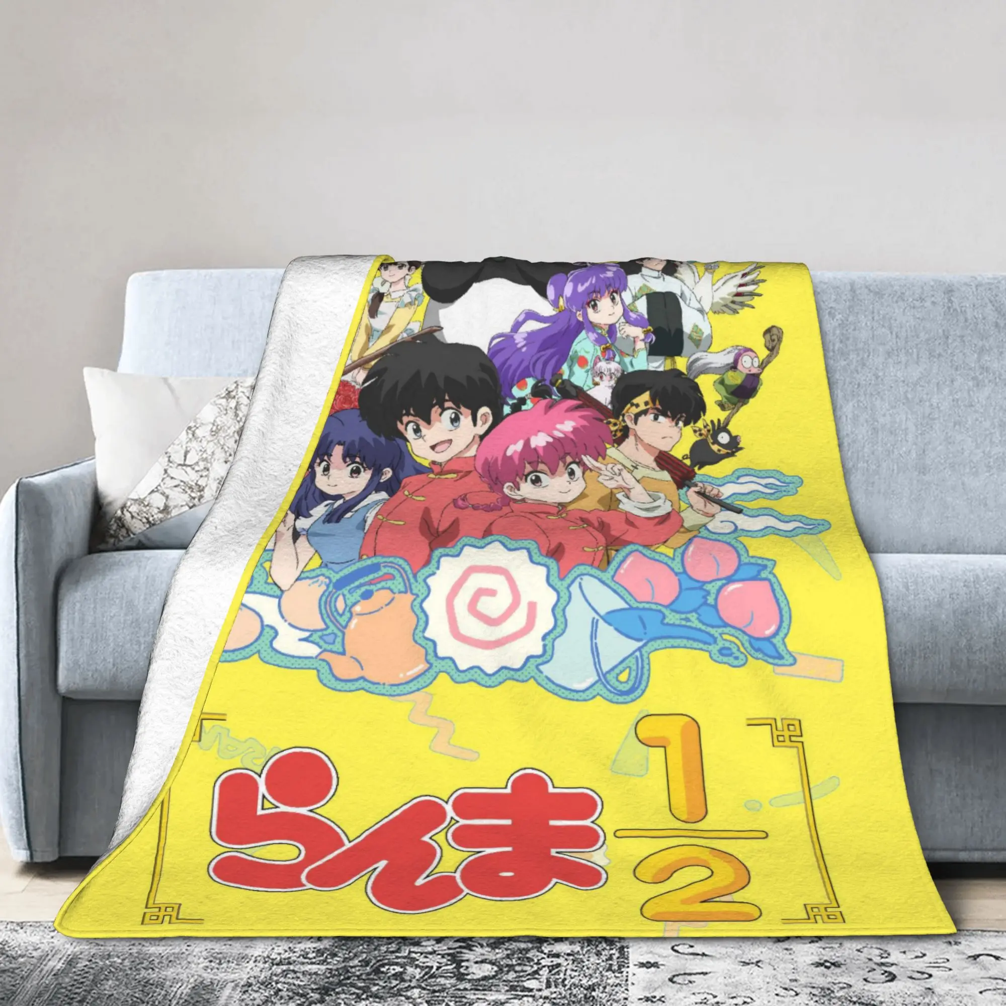 Ranma Japanese Anime Blanket Flannel Textile Decor  Multifunction Lightweight Thin Throw Blanket for Sofa Couch Quilt