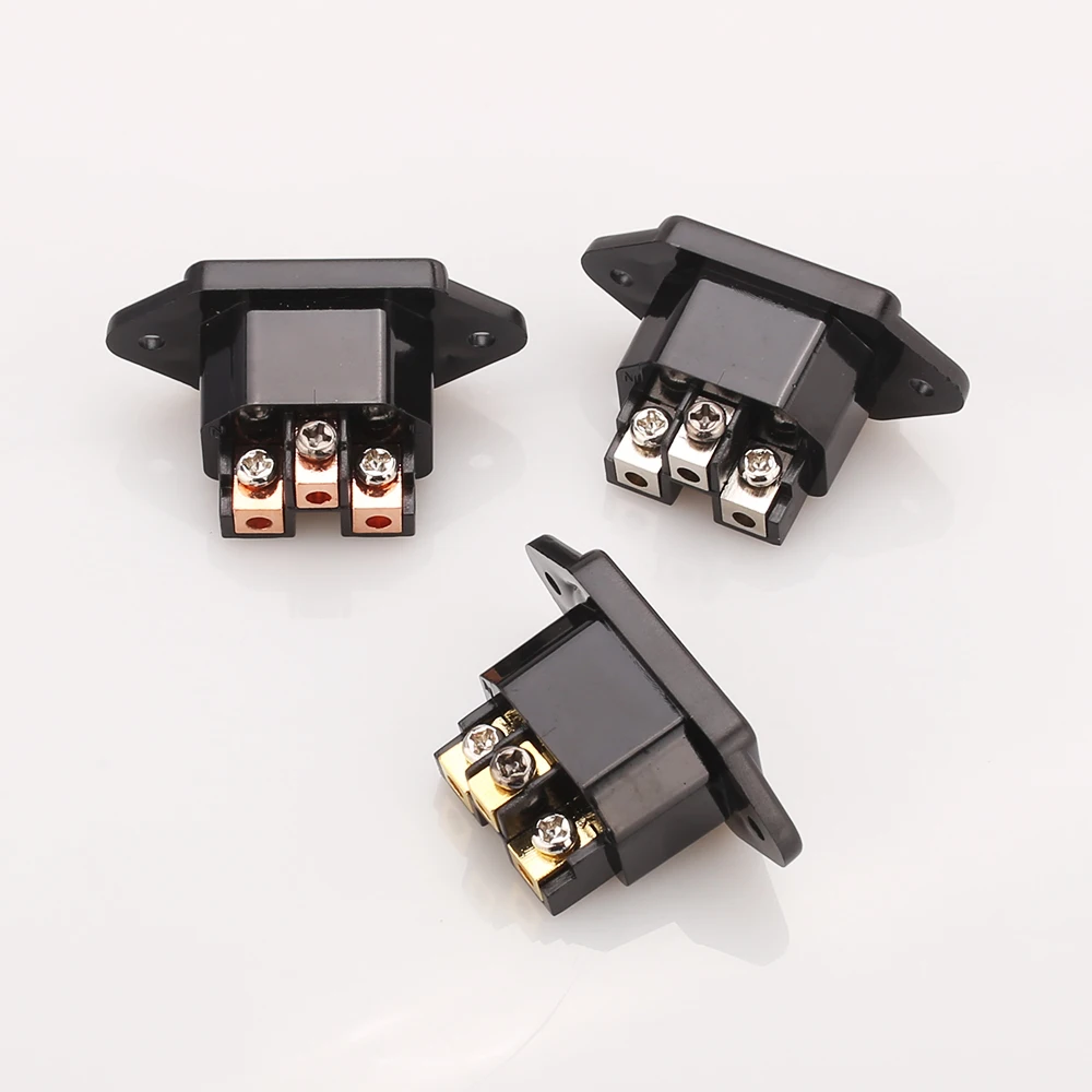 Audio Red Copper Plated / Gold Plated / Rhodium Plated IEC Inlet AC Mains Power Inlet Socket HiFi Amplifier Chassis