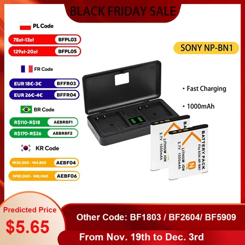 Batteria NP BN1 con caricabatterie NP-BN1 per Sony DSC-QX10 TX30 DSC-W810 Fotocamera Cyber Shot DSC-W350 DSC-W380 DSC-W330 W310 T99 TX10