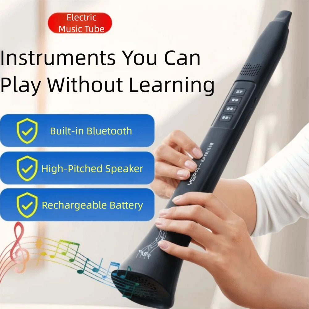 Tubo Musical Eléctrico Portátil, Altavoz de Alta Potencia con Múltiples Tonos, Instrumento Musical de Viento Electrónico, Recargable por USB