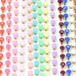 1Yard ss28 ss38 Candy  Acrylic Crystal Rhinestone Trim cup claw brass chain Sew Glue On Trimming DIY Sewing Accessories Crafts