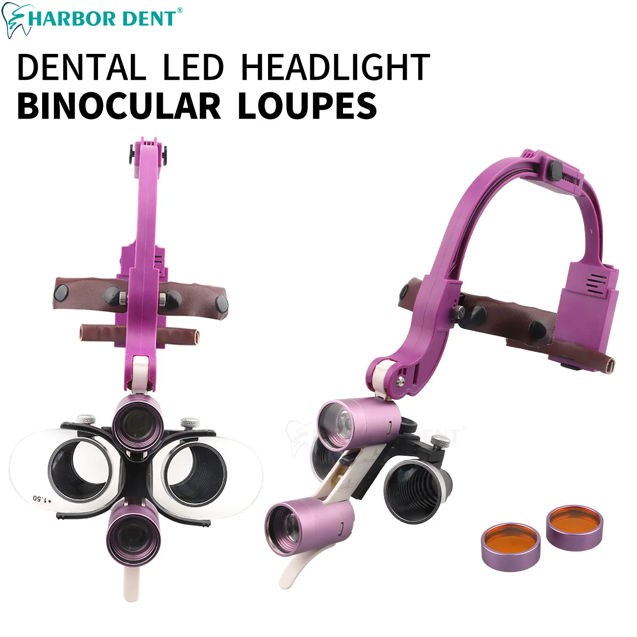 Purple Dental Surgical LED Headlight Binocular Loupes 2.5X 3.5X Magnifying Glasses 5W Light Dentist Headlight Lab Equipment