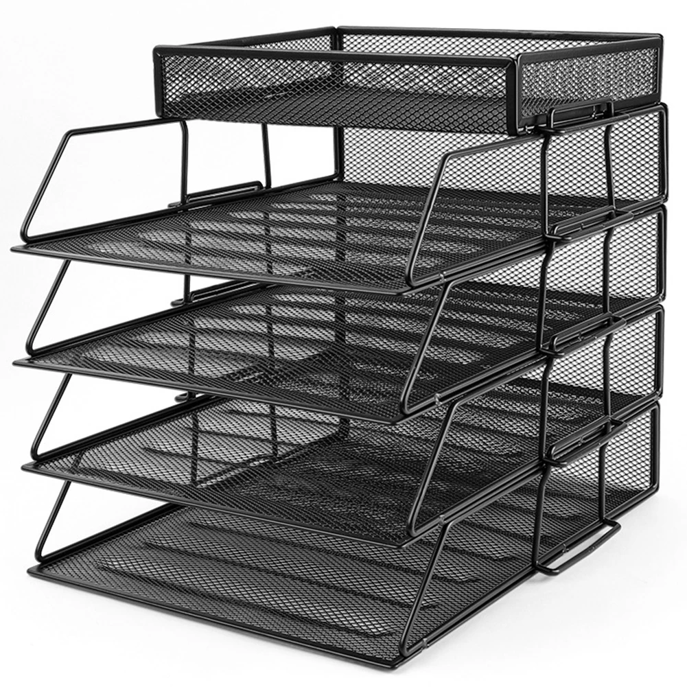 1 Tier/2 Tier Desk Organizers Paper Letter Tray Organizer Stackable Metal Mesh File Tray Organizer Office File Folder Organizer