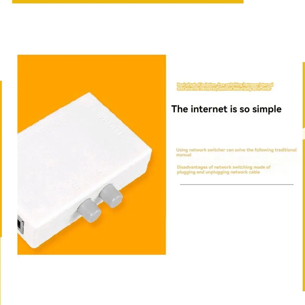 A76K RJ45 Divisor Seletor Switch de rede de 2 portas entre rede intranet e extranet