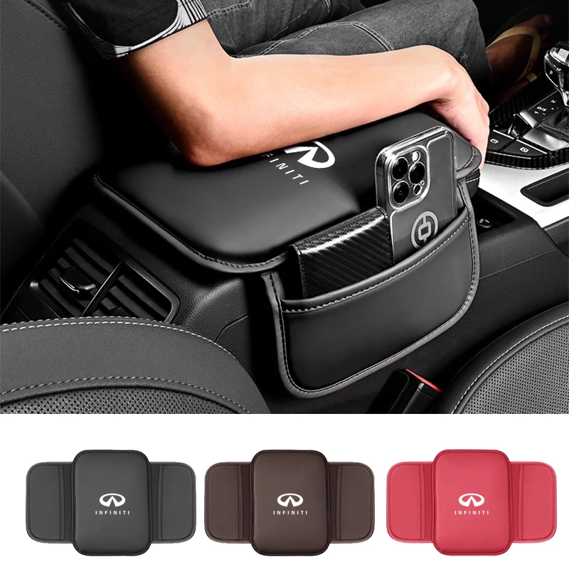 

Center Console Arm Rest Protector Leather Car Armrest Box Pad Storage Pocket For Infiniti Q50 FX35 Q30 G37 Q70 QX70 G35 Q60 QX50