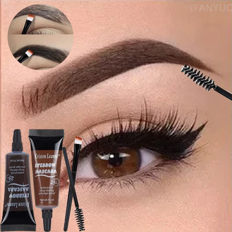 4 色ナチュラル液体染色眉毛クリームセットプロフェッショナル防水耐久性のあるブラウンティント眉毛マスカラ眉毛ペイントメイクアップ