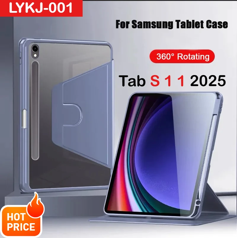 

Смарт-чехол для Samsung Galaxy Tab S11 2025 S10 Lite Plus FE 13,1 дюйма 12,4 S9 10,9 S7 S8 A11 Plus с поворотом на 360 градусов и защитой подставки Funda