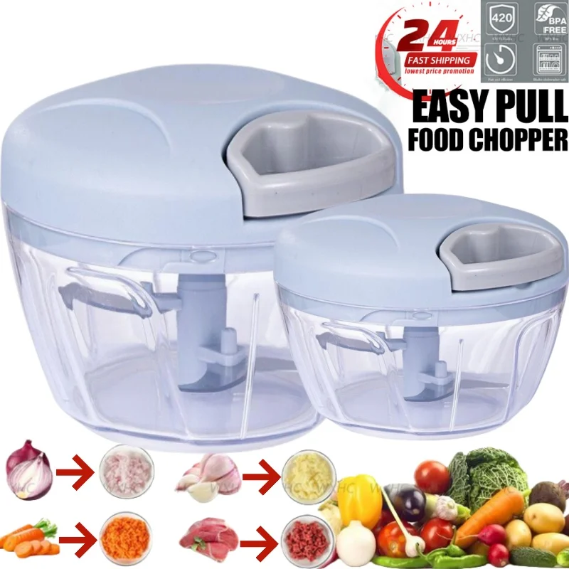 500ML Manual Meat Mincer Garlic Chopper Rotate Garlic Press Crusher Vegetable Onion Cutter Kitchen Cooking Accessories