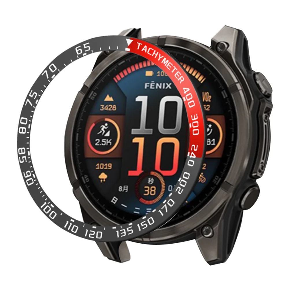 حلقات معدنية لـ Garmin Fenix 8 51 مللي متر/Tactix 8 51 مللي متر حافظة لاصقة إطار من الفولاذ المقاوم للصدأ حماية ساعات خواتم الديكور