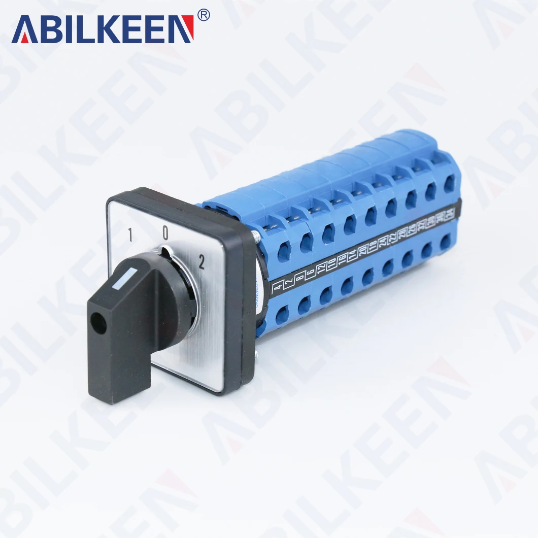 ABILKEEN 1-0-2 Three Position 440V 20A Load Power Conversion Rotary Switch 9Section 36Pin Terminal Rotary Knob CAM Switch