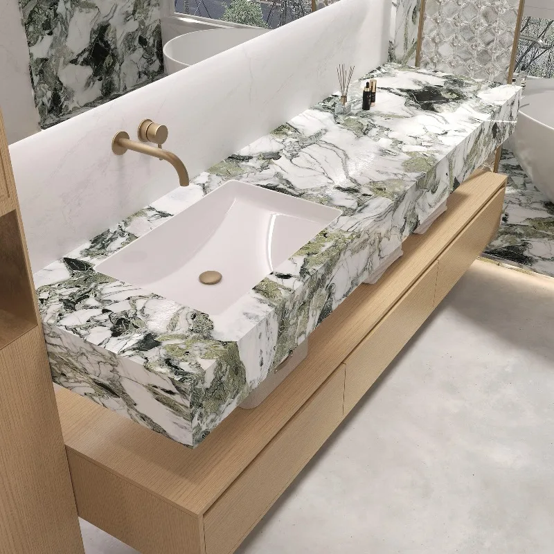 

Solid Stone Wash Basin Premium Marble Countertop Sink Above Counter Design Sturdy Bathroom Sink for Daily Use