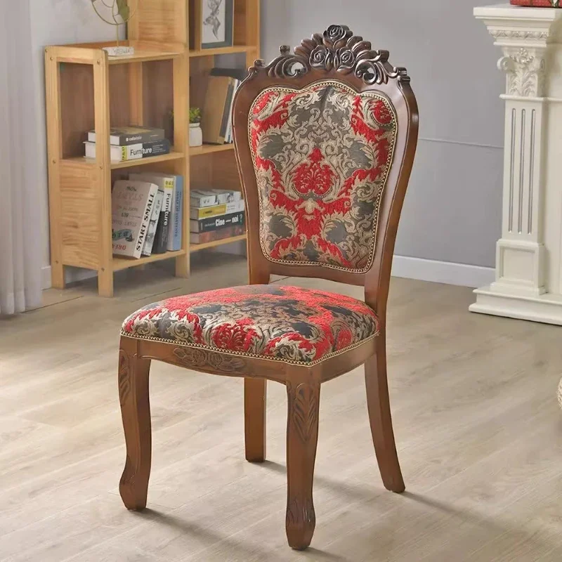 

Contemporary American-style Carved Leisure Solid Wood Chair Hotel Conference Backrest Chair Fauteuil Mariage Hotel Furniture