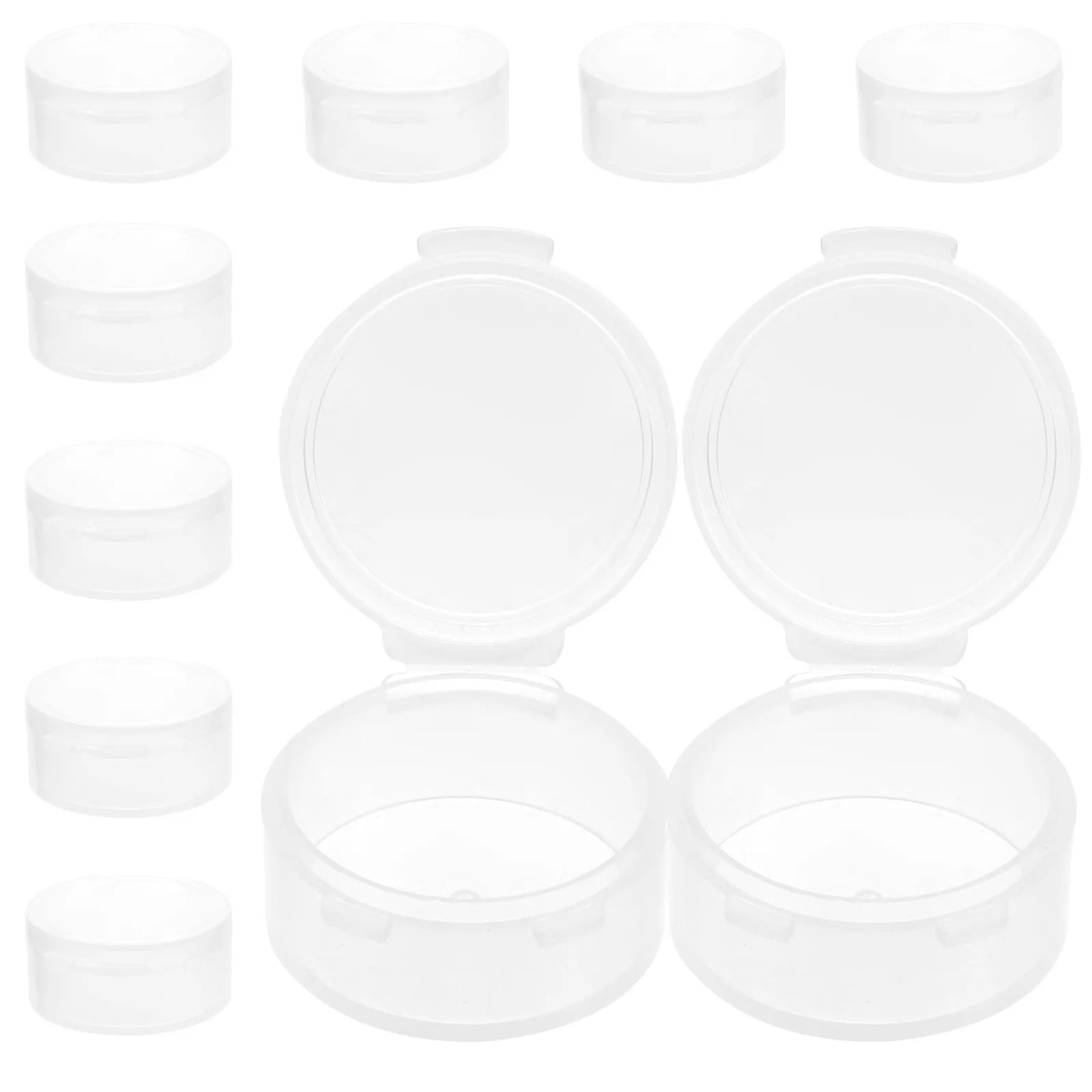 10Pcs Transparent Round Storage Case PP Plastic Scratch Proof Cover Small Jewelry Makeup Organizer Container for Candy