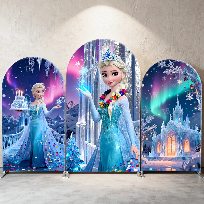 

Frozen Elsa Arch Backdrop Cover for Kids Birthday Baby Shower Party Decoration Cake Ice & Snow Theme Photograph Background