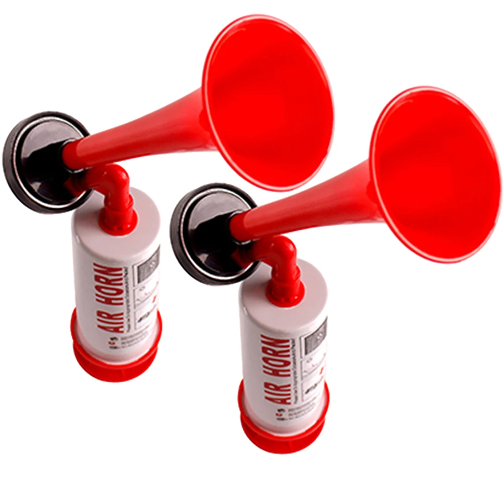 2Pcs Handheld Super Horn Hand Pump Air Horn Cheer leading Soccer Ball Sports Fans Horn Plastic Trumpet with Gas Pump Horn Prop