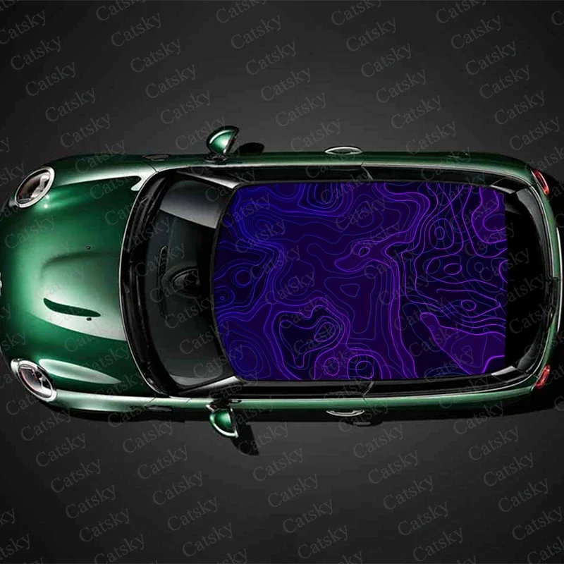 Customizable Topographic Car roof sticker wrap racing SUV accessories packaging painting PVC car accessories graphic decals