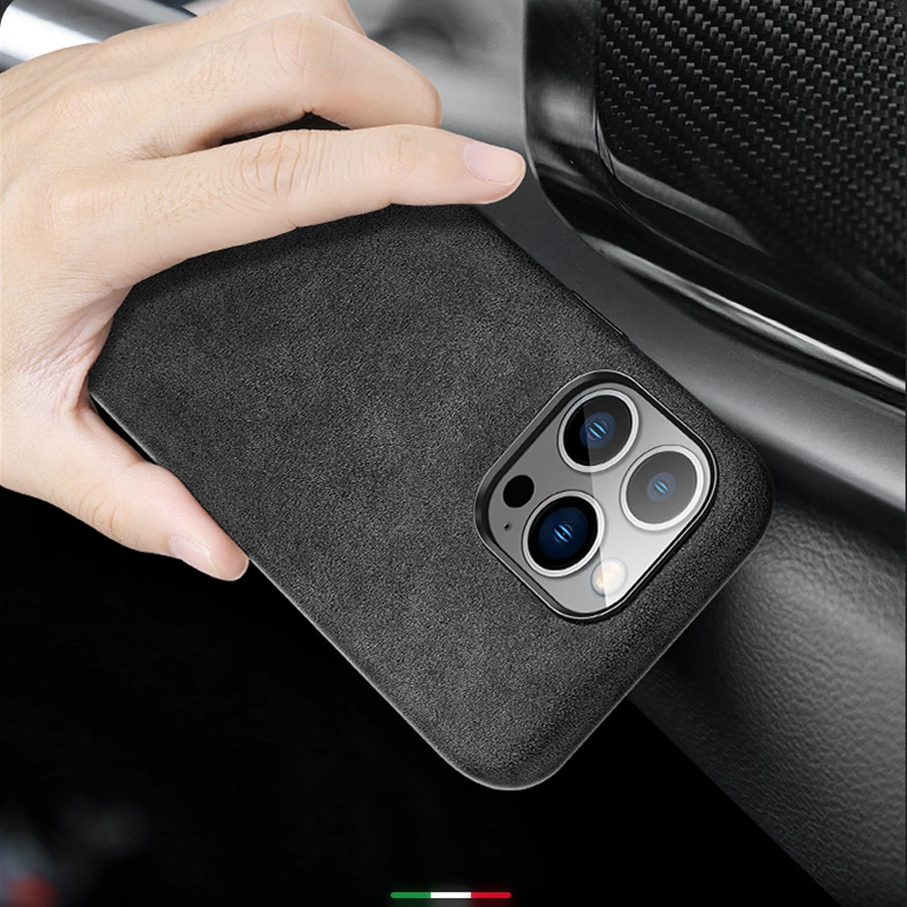 YTF-Carbon Italian  Case For iphone 13 Pro Max Case  artificial Leather cover iphone 13 Pro real Suede Shell.