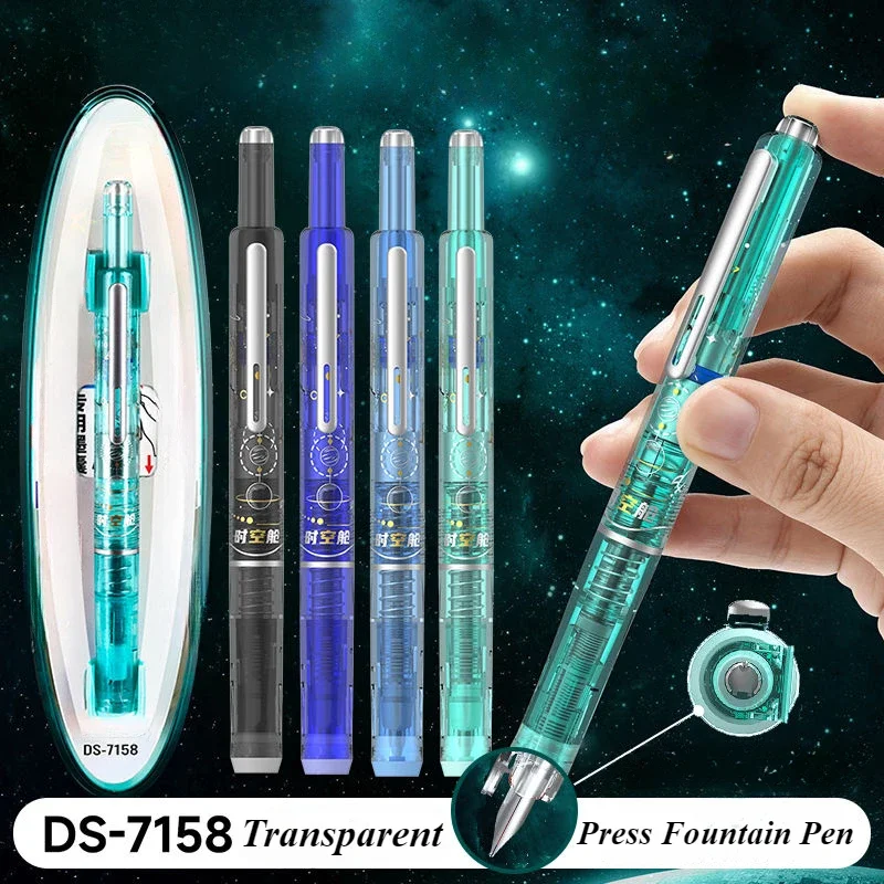 

Перьевая ручка DIANSHI Press с иридиевым золотым капюшоном, наконечник EF 0,38 мм, чернильная ручка, картриджи с чернилами, школьные принадлежности, написание Jinhao 10,