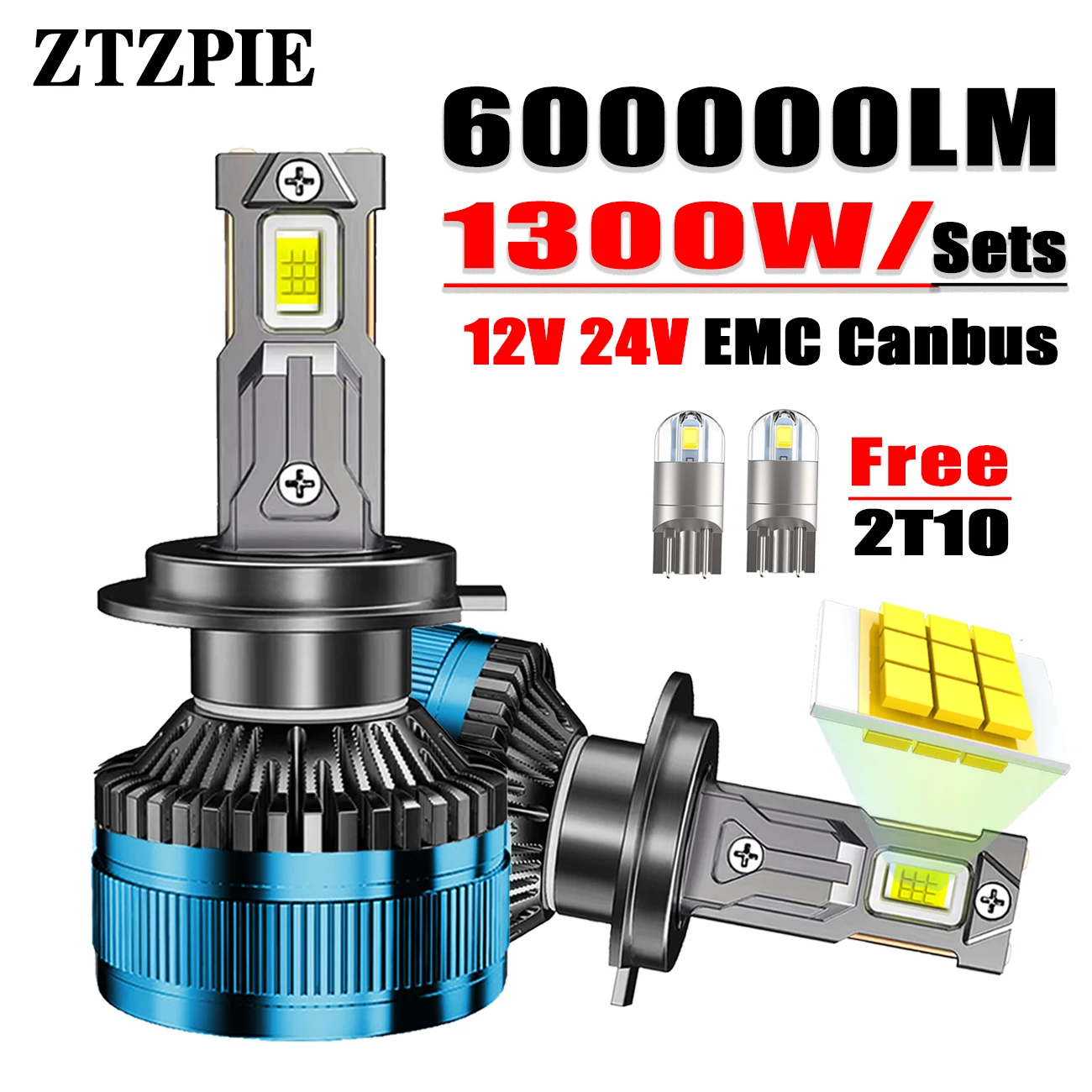 ZTZPIE 6000K HB3 HB4 9005 9006 H1 H7 H4 H11 9012 H13 9004 Bulb Canbus Led Lamp CSP 7750 Power Car Headlight Light 1300W 600000LM