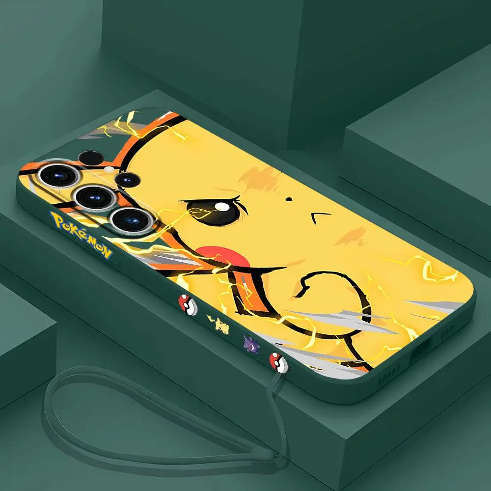 Etui na telefon Pokemon do Samsung Galaxy S20 FE S21 S24 Ultra S22 Plus S23 Ultra 5G Square Liquid Cover Soft