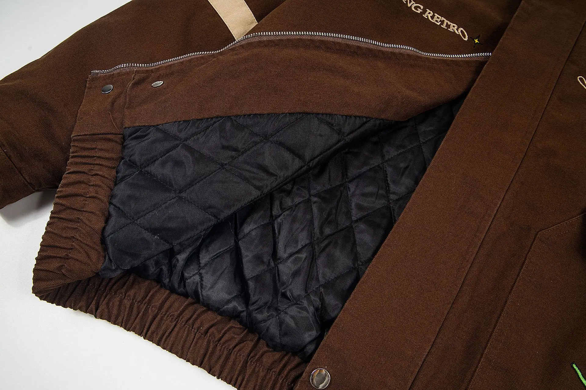 American Retro Puppy Embroidery Turn-Down Collar Coffee Color Jacket Cotton Coat for Women Winter Thickened Casual Outerwear