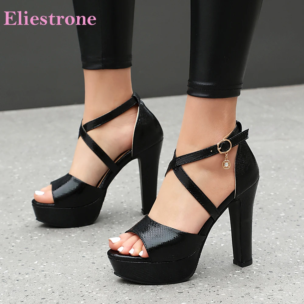 

2026 Summer Fashion Women Platform Sandals Round Toe High Heels Lady Party Shoes Small Plus Size 10 32 43 Ankle Strap