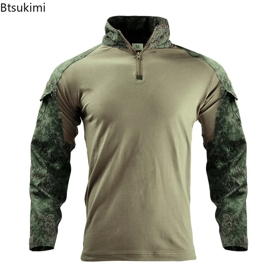 

Men's Outdoor Tactical Hiking T-Shirts,Military Army Camouflage Long Sleeve Hunting Climbing Shirt,Male Breathable Sport Clothes