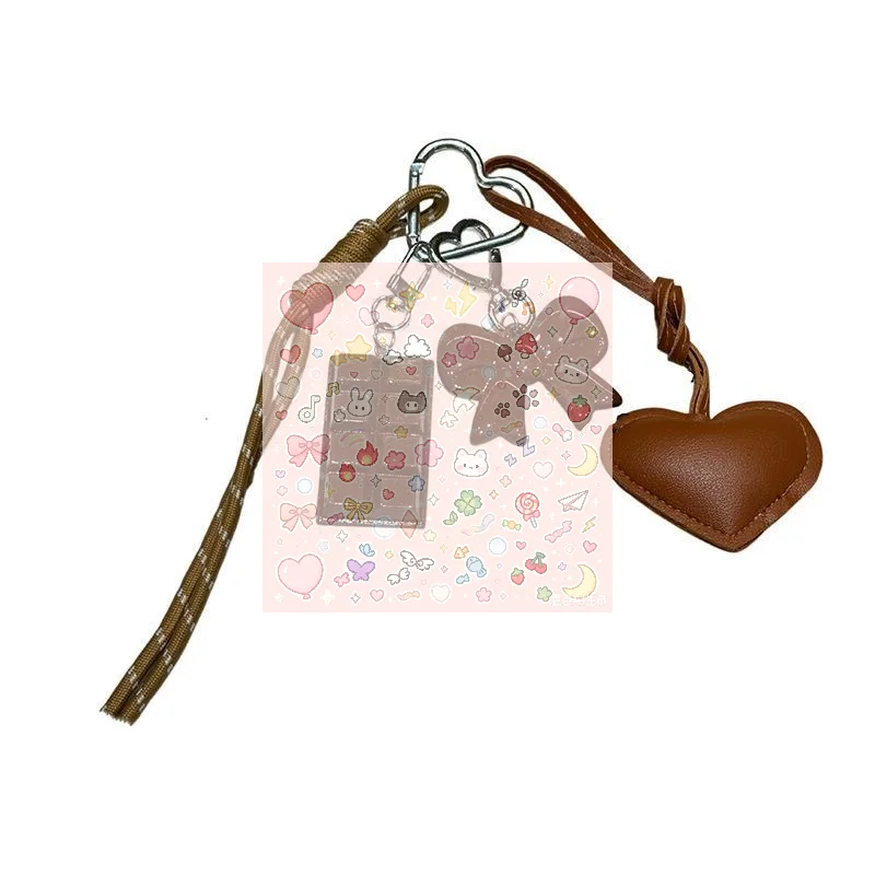 1Pcs Bag Package Decor Chocolate Pendant INS Style Kawaii Korea Trendy Heart Leather Keychain Accessories Creative Key Chain