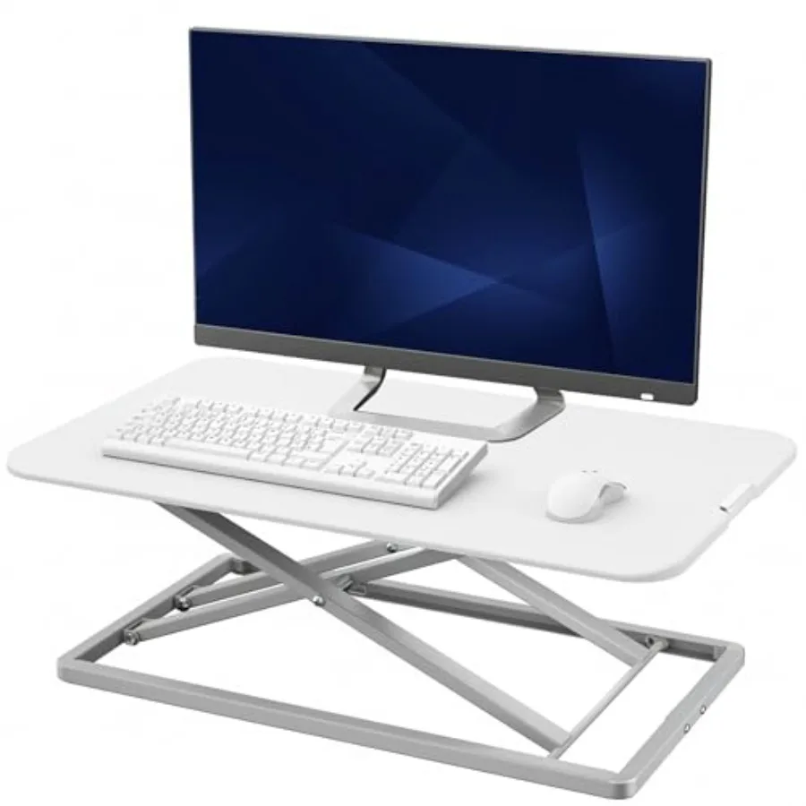 Economy Single Top Height Adjustable 29 inch Standing Desk Converter for home office steel frame matte black smooth gas-spring