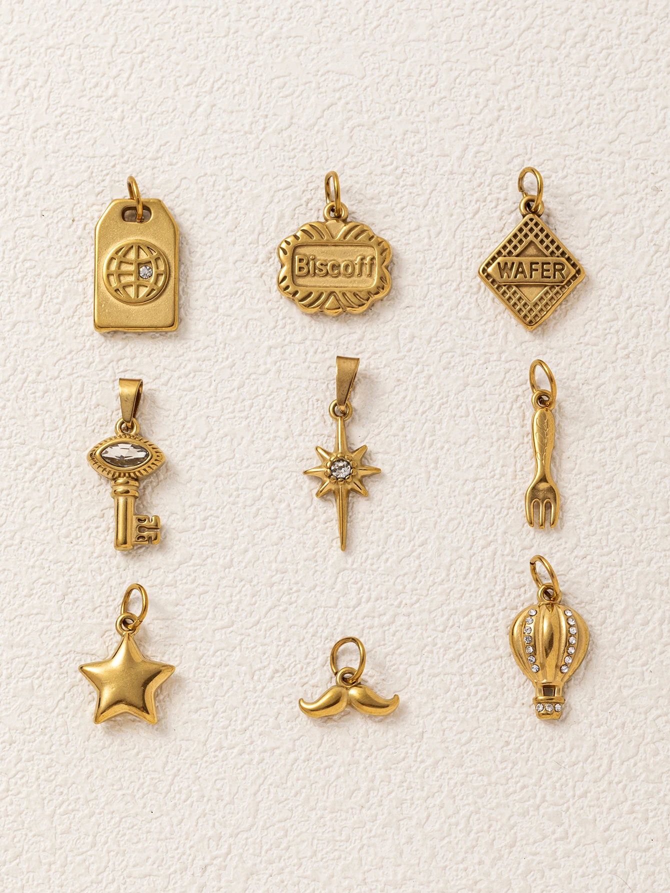 Edelstahl Modischer Einfacher Eleganter Bart Wei Hua Keks Schlüsselanhänger DIY Anhänger Charms Schmuckherstellung – Detail 3