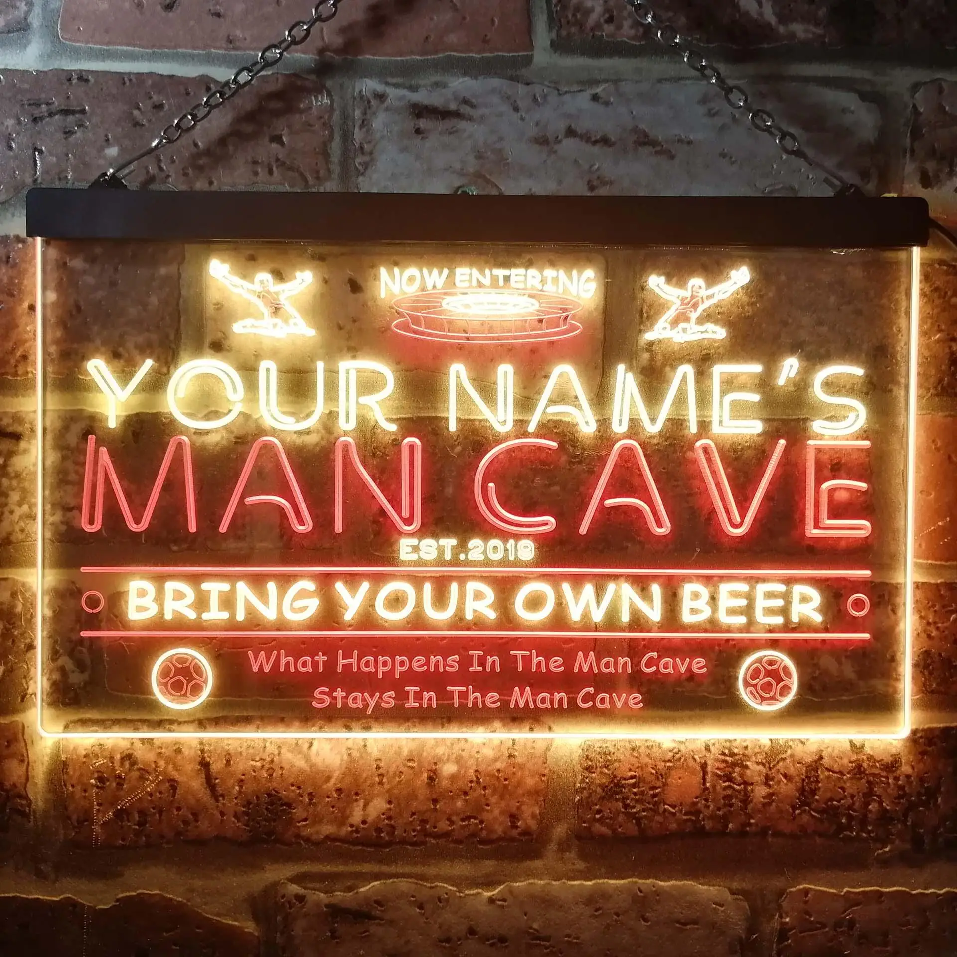 

Персонализированная двухцветная светодиодная неоновая вывеска Football Sports Man Cave st6-qd1-tm
