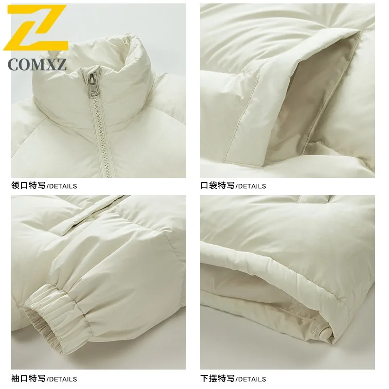 COMXZ Men Bread Jacket 2025 Short New Minimalist Ski Camping Warm Windproof Daily Padding Coat Versatile Urban Winter Jackets