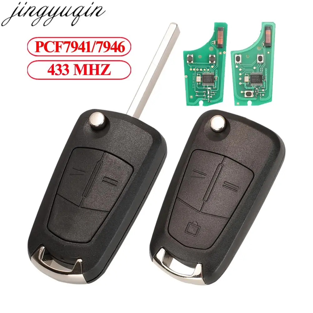 Jingyuqin 10pcs 2/3B Flip Remote Key 433MHZ PCF7941/7946 For Opel/Vauxhall Astra H 2004-2009 Zafira B 2005-2013 Corsa D Vectra C