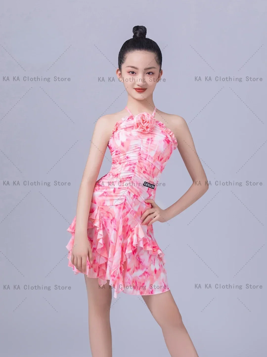 Latin Dance Dress Girls Prints Latin Dance Clothes Kids Competition Samba Cha Cha Salsa Costume Child Ballroom Tango Dresses