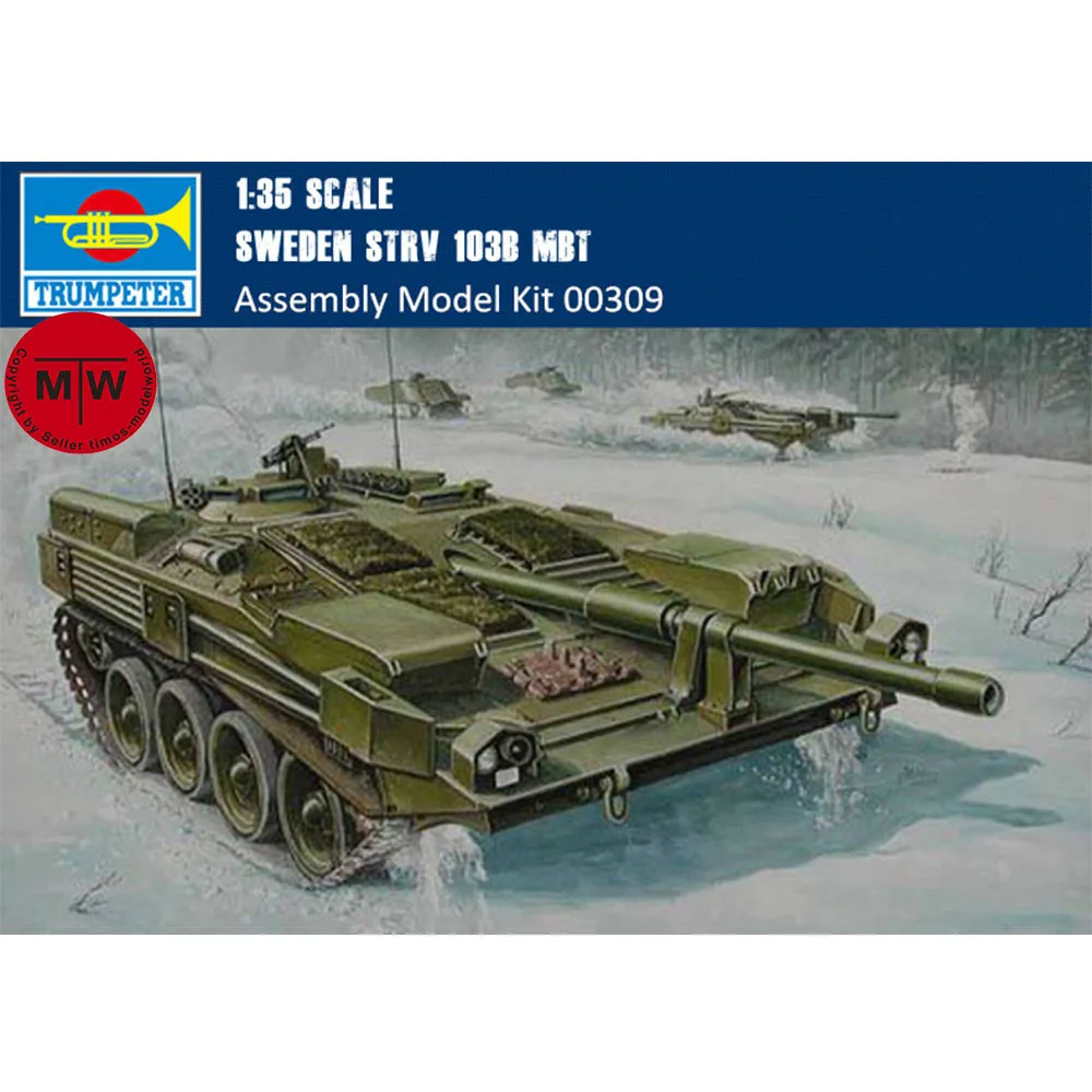 Trumpeter 1/35 Scale Sweden Strv103B MBT Main Battle Tank Military Plastic Assembly Model #00309